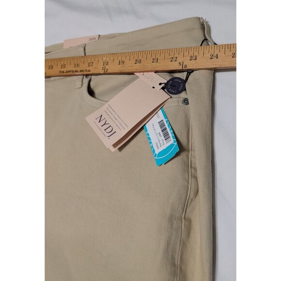 NYDJ Marilyn Crop Cuff Pant Beige 24W Straight Fit Lift Tuck Cool Embrace Denim - Picture 15 of 16